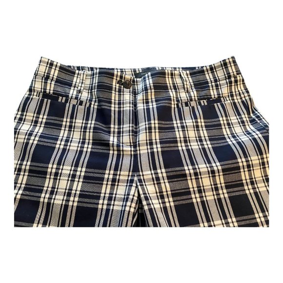 Ann Taylor Pants Women Size 4 Blue White Plaid Cropped Mid-Rise Cotton Stretch - Picture 6 of 9